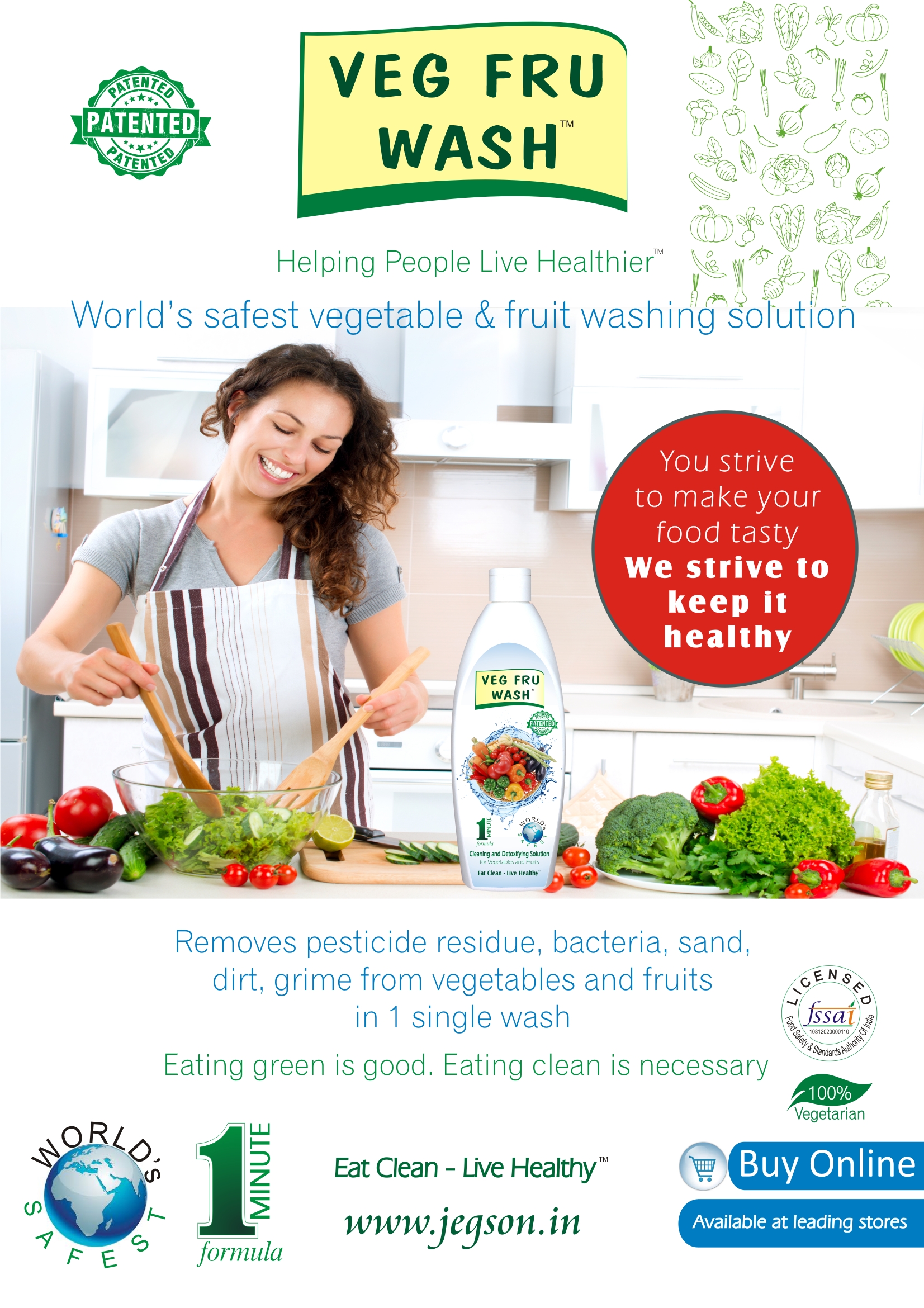 Veg Fru Wash World's Safest Vegetable and Fruit Cleaner. (Patented Detoxifying Solution) Buy