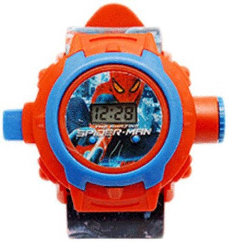 Buy Spider Man Projector Digital Watch With 24 Images for Kids Online