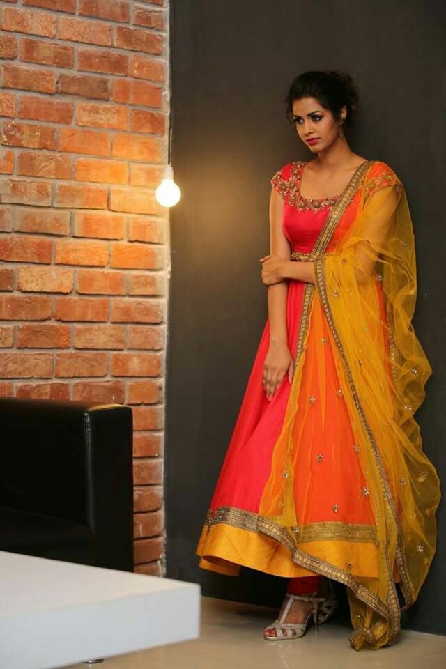 orange anarkali suits