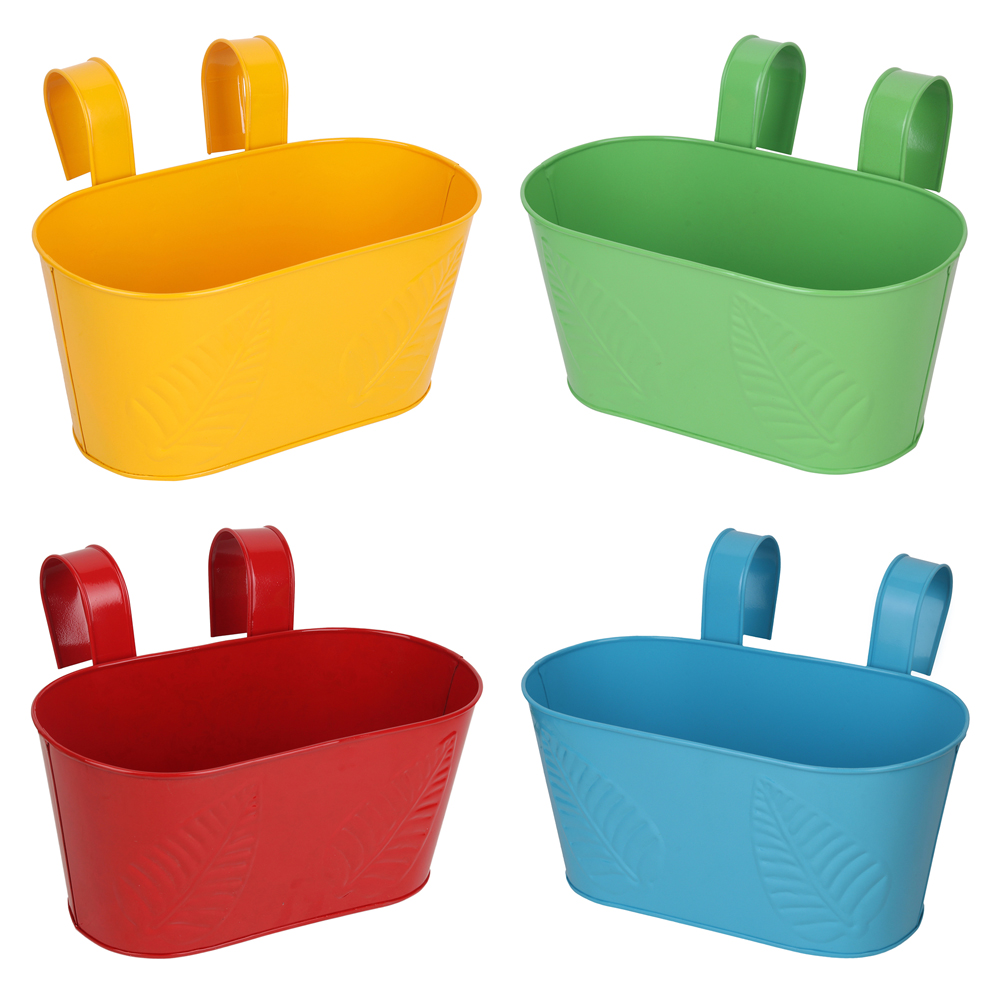 Buy Wonderland 12 Inch Railing planter in Red, Yellow, Blue & Green