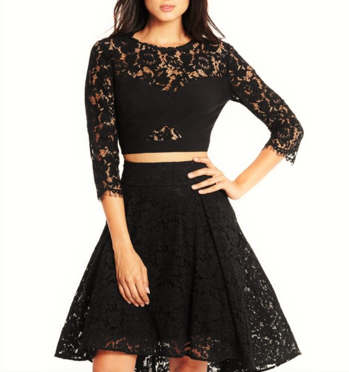 Buy black crop top and skirt combo for women Online @ ₹999 from ShopClues