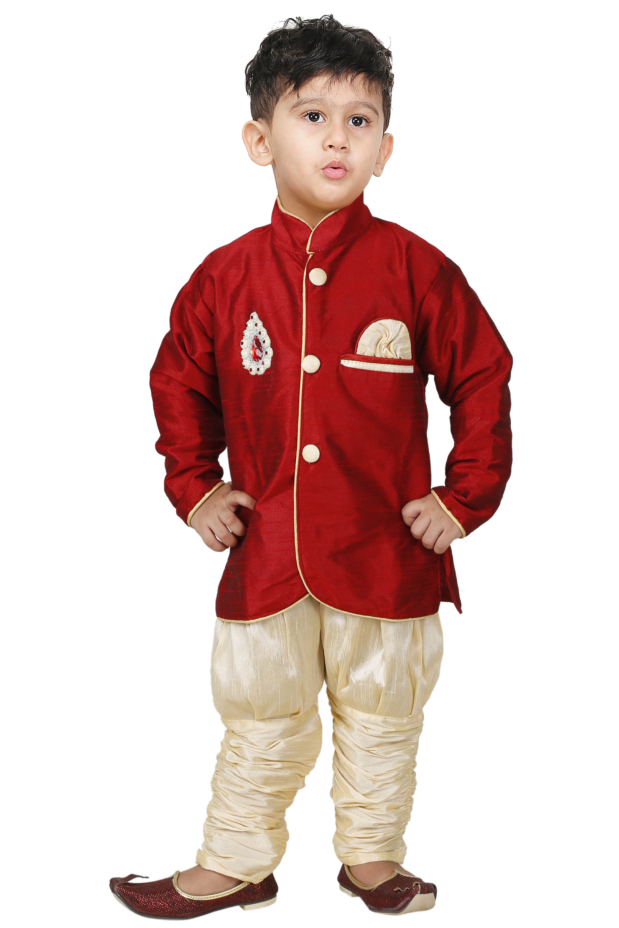 Buy JBN Creation Boys Cotton Silk Sherwani & Breeches Set For Kids ...