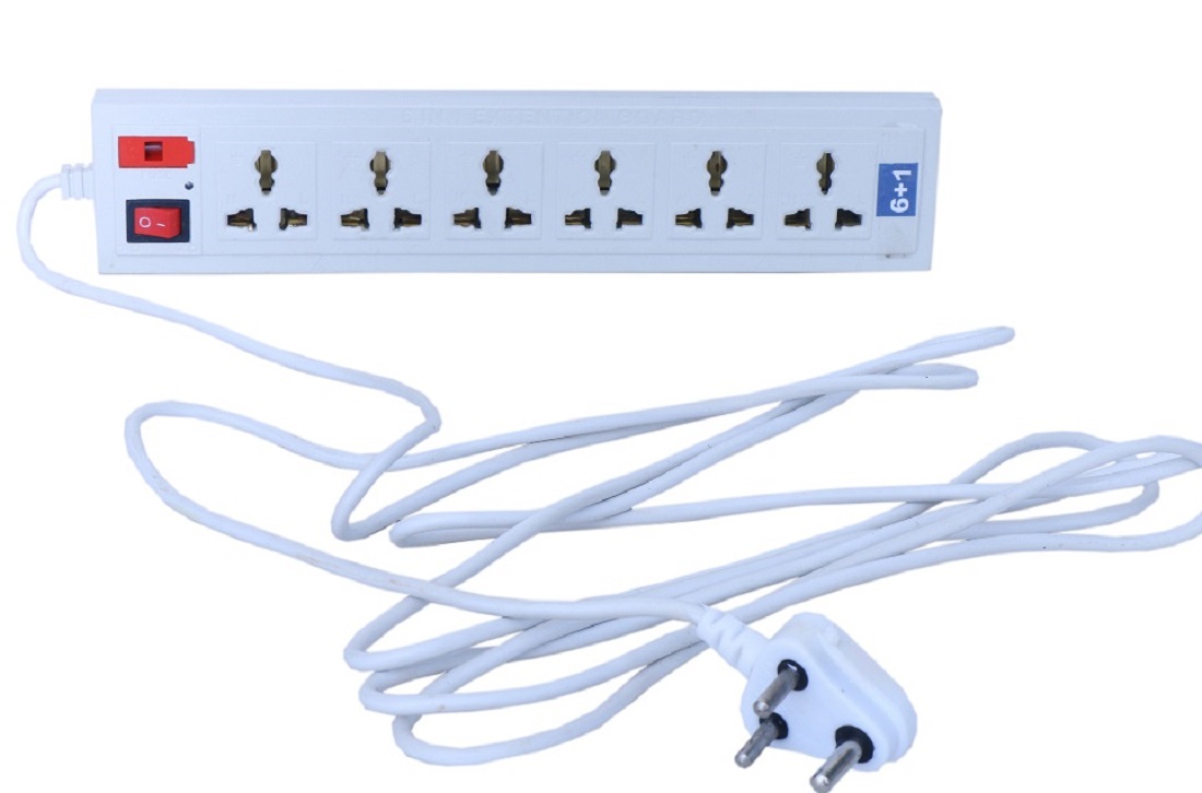 Buy Extension cord, Board Power strip with fuse surge protector 6+1, 6A