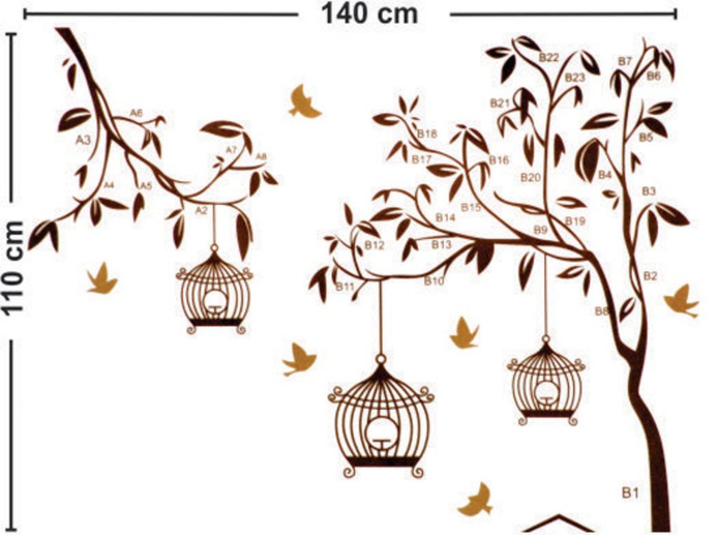 Buy Wall Dreams Tree Branch With Birds Bird House TV Dcor Wall Stickers ...