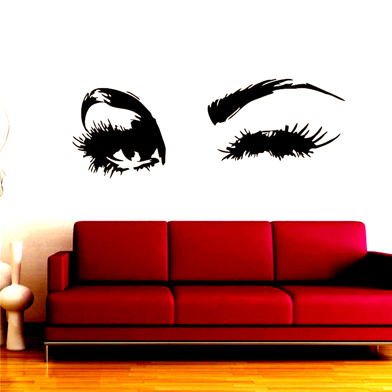 Buy Beautiful Lady Eyes Big Eye Lashes Wink Decor Wall Mural Dark Brown ...
