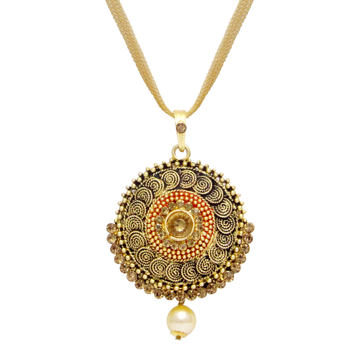 Buy Asmitta Incredible Jalebi Shape Gold Plated With Lct Stone Pendant Set For Women Online