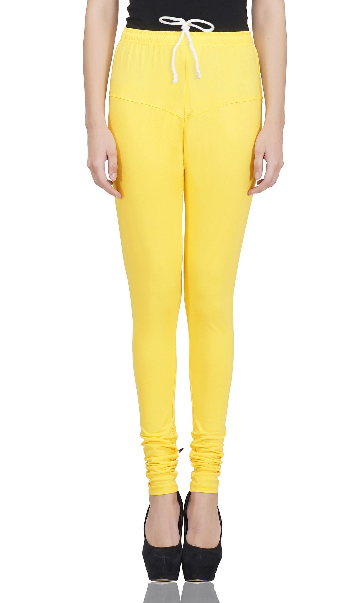 Babyhug Cotton Lycra Full Length Leggings Solid Colour - Yellow main image 1