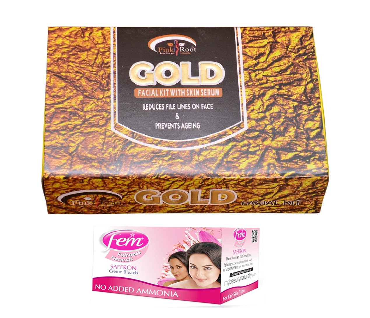 Buy Fem Saffron Crme Bleach and Pink Root Gold Facial Kit 270g+54g+10ml