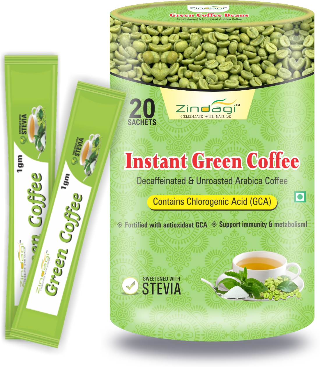 Buy Zindagi Instant Green Coffee Powder Natural Weight Reduce Powder