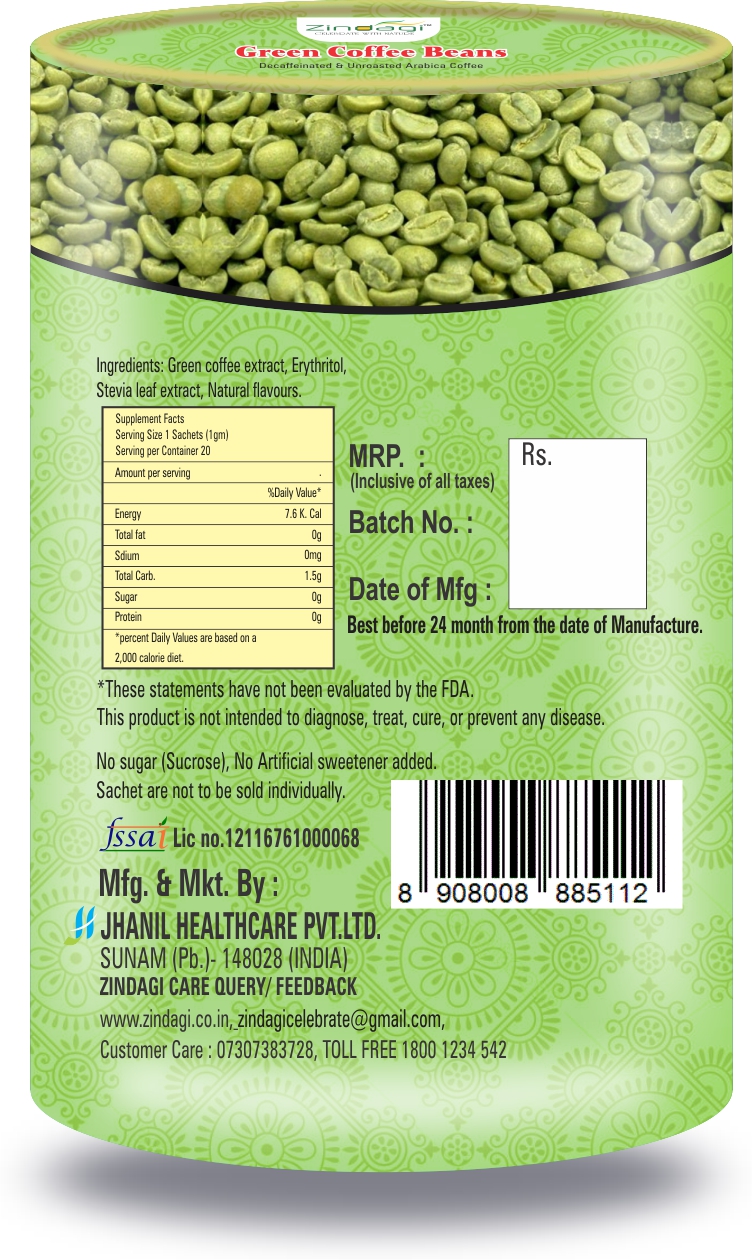 Buy Zindagi Instant Green Coffee Powder Weight Loss Powder Natural