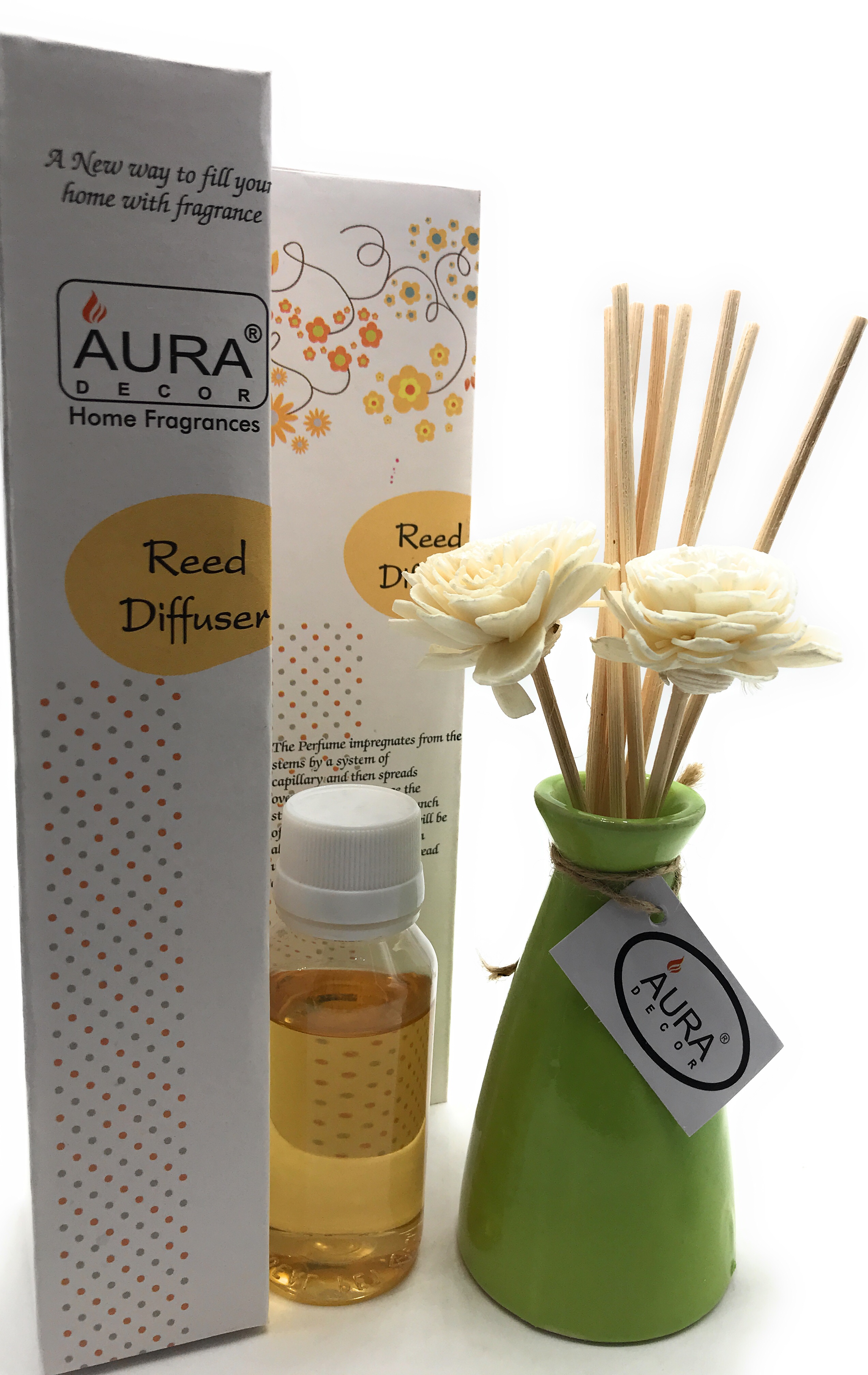 Buy AuraDecor Reed Diffuser Gift set with Flower Reeds 50 ml Oil ...