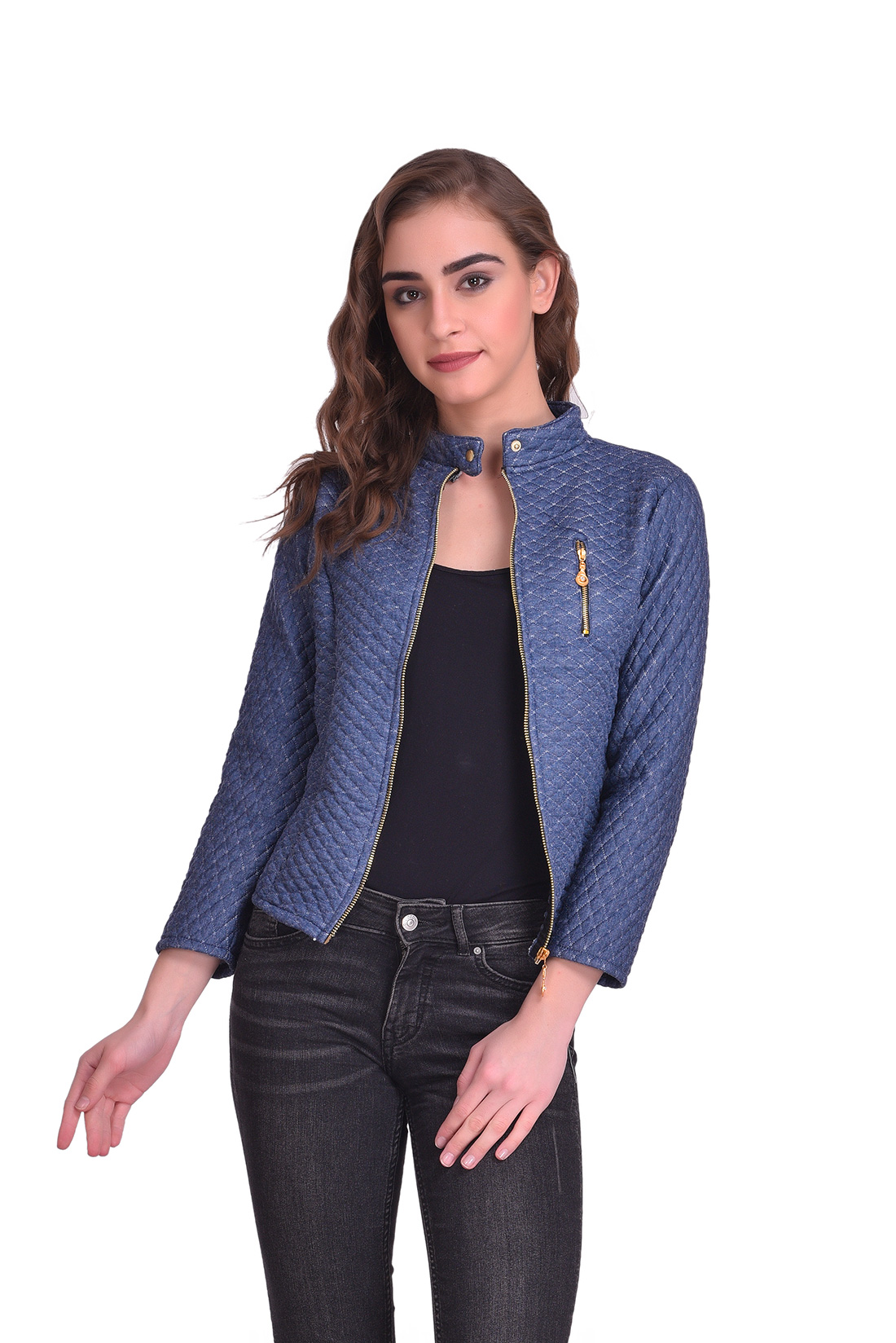 Buy Westrobe Women Light Blue Quilted jacket Online @ ₹799 from ShopClues