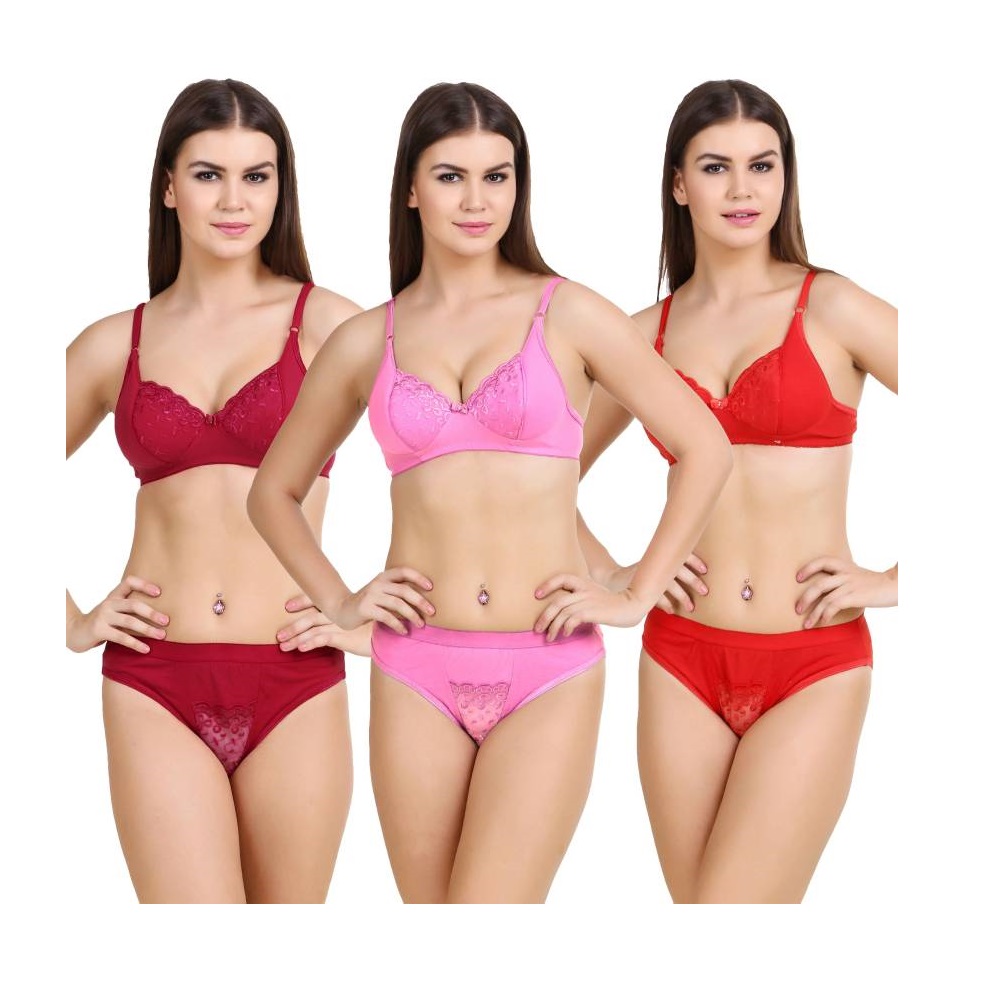 Buy Hakimi Indian Multi Colorandprint Set Of 3 Womens Bra And Panty Sets Combo Online ₹429 From 7780