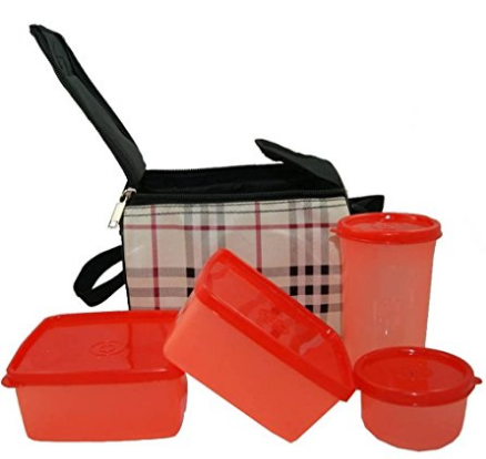 Buy Check Topware Plastic 4 Container Lunch Box with Blue Red Box ...