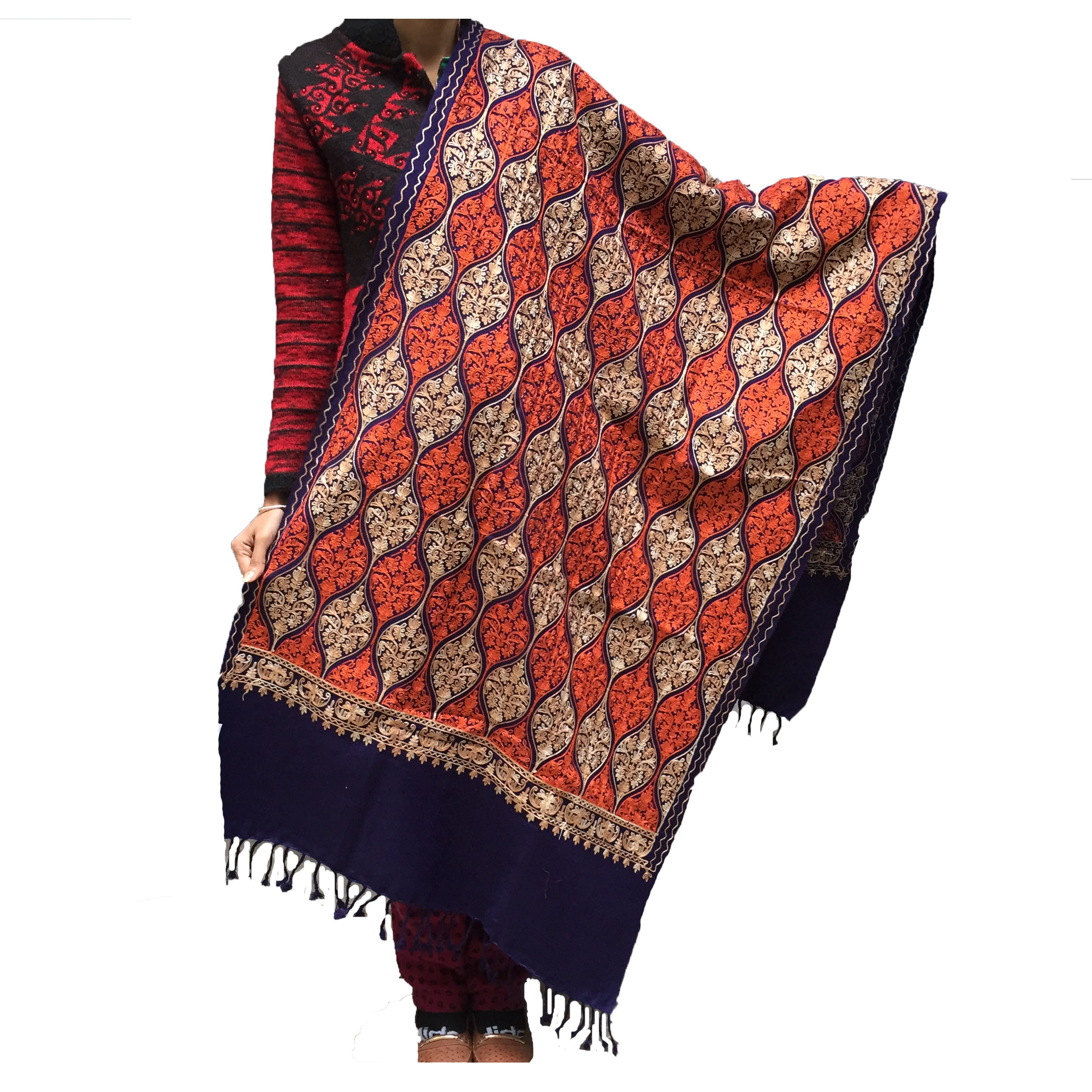 Buy Womens Woolen Embroided Kashmiri Stole Exactly As Shown-Quality ...