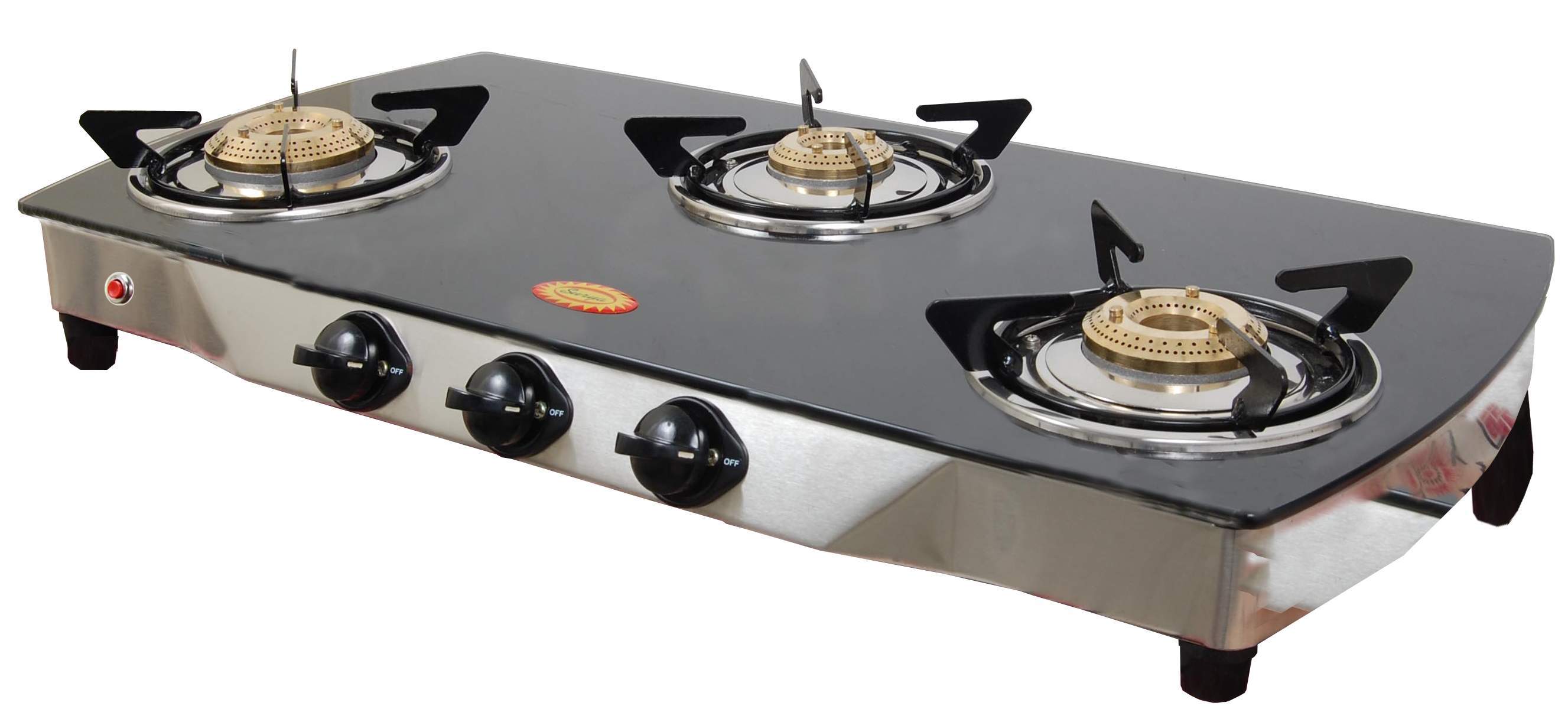 Surya Glasstop Gas Stove Three Burner Auto Ignition