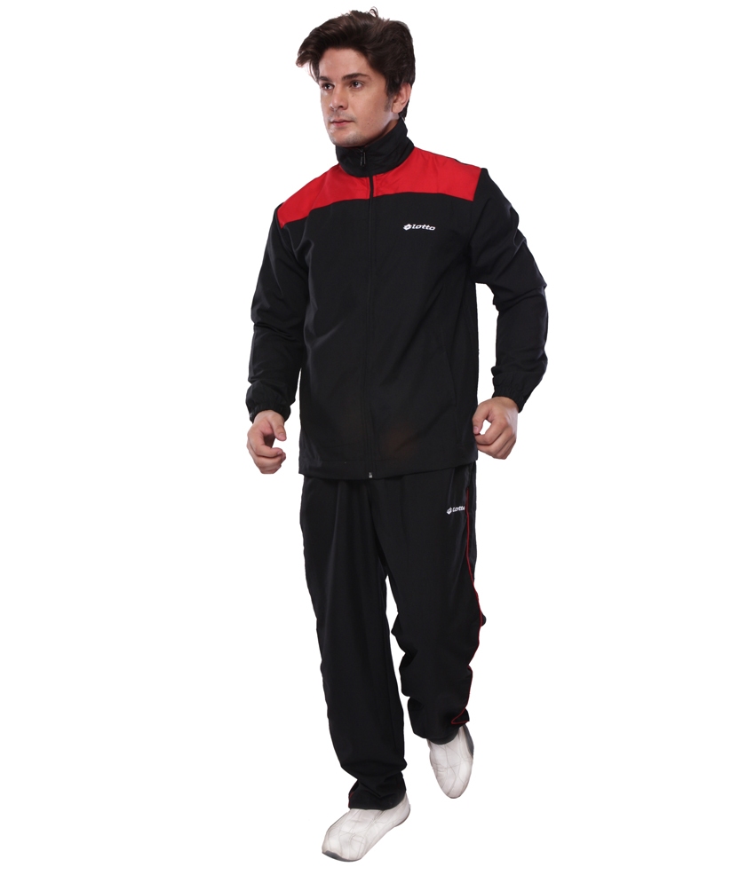 Lotto Black Sports Design Tracksuit