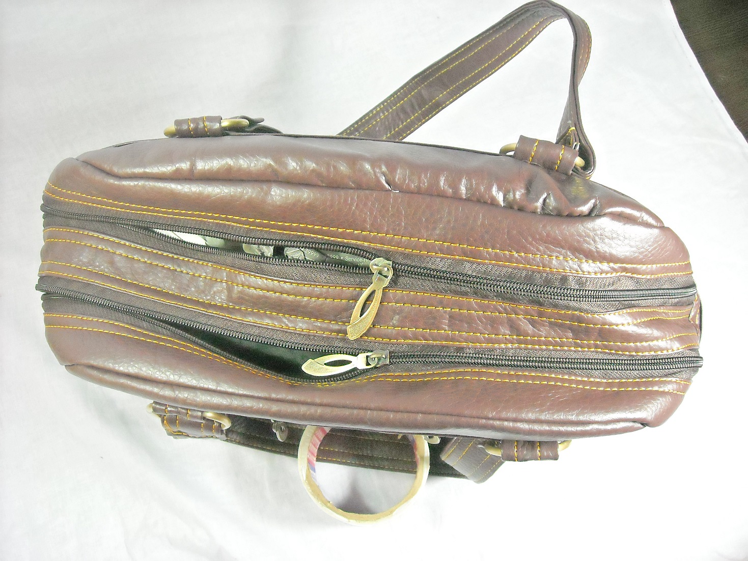 Sevvone Brown Leather Finish Handbag