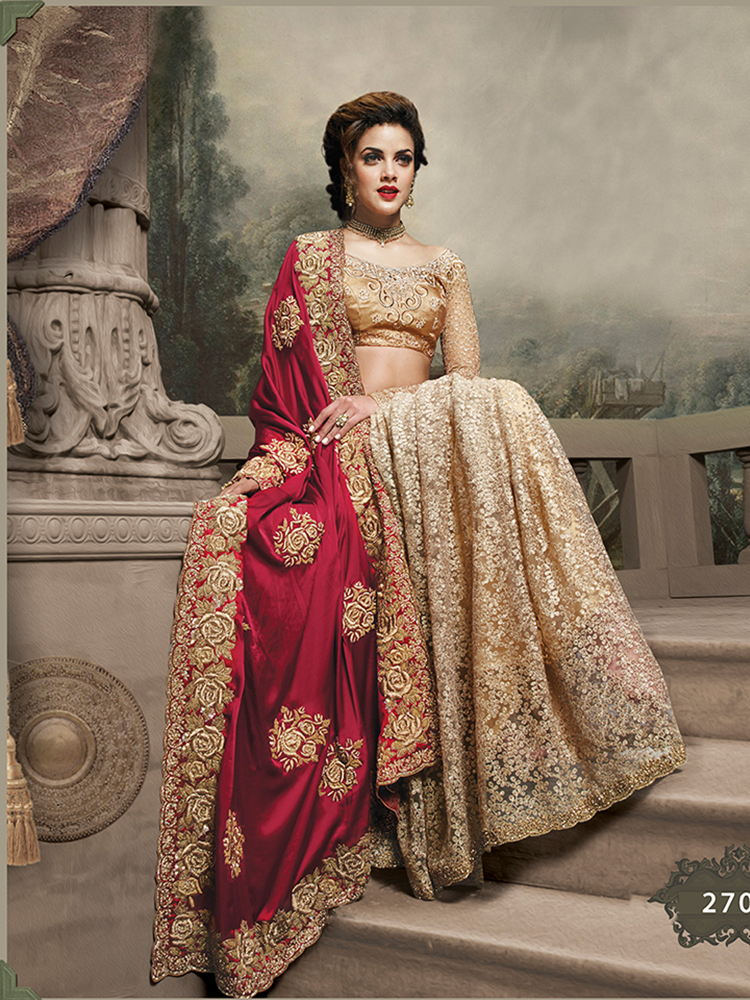 Online Cream Maroon Embroidery Party Wear Saree Prices - Shopclues India