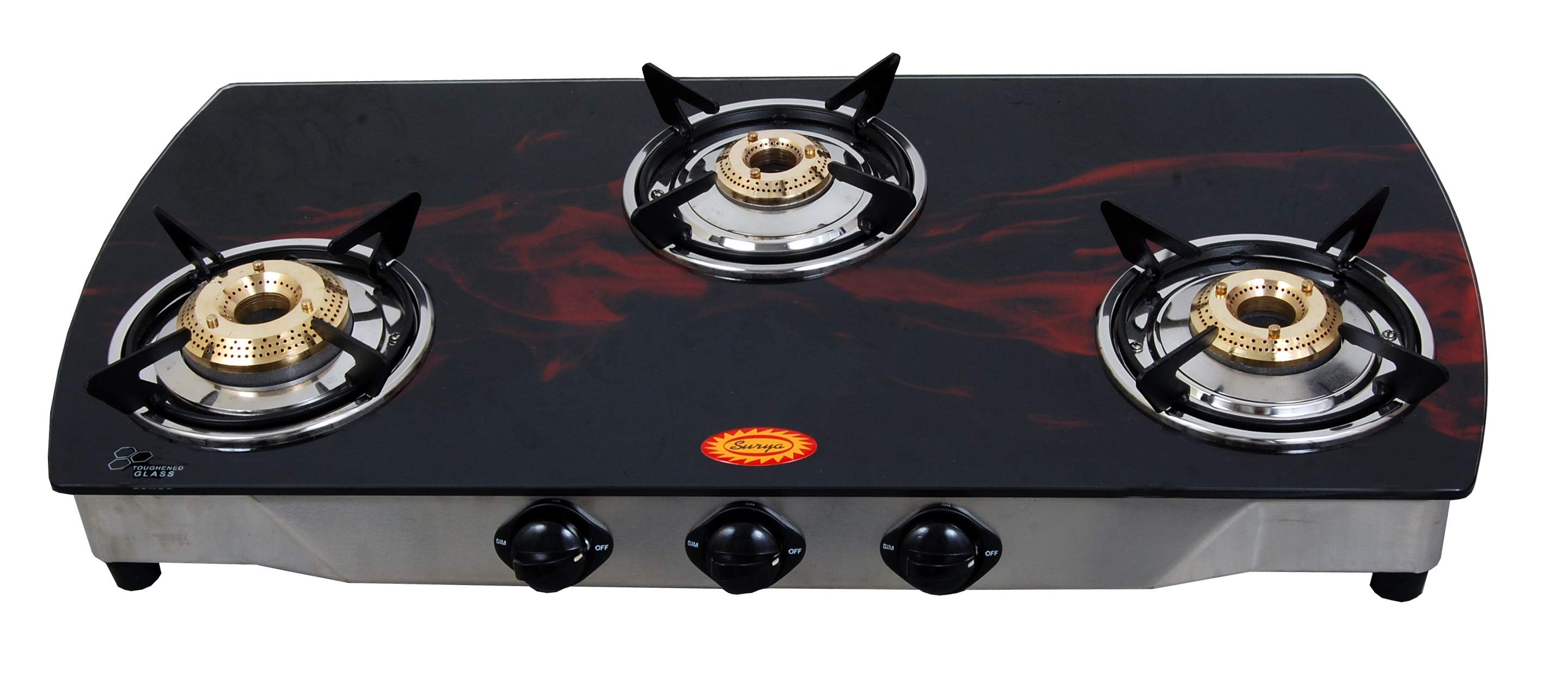 Surya Red Fire Curve Three Burner Gas Stove In India Shopclues Online