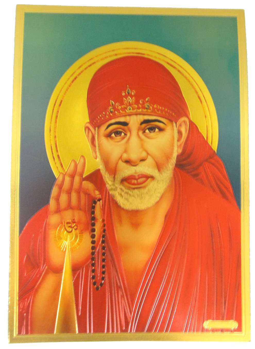 Gold Foil Print Frame of Sai Baba