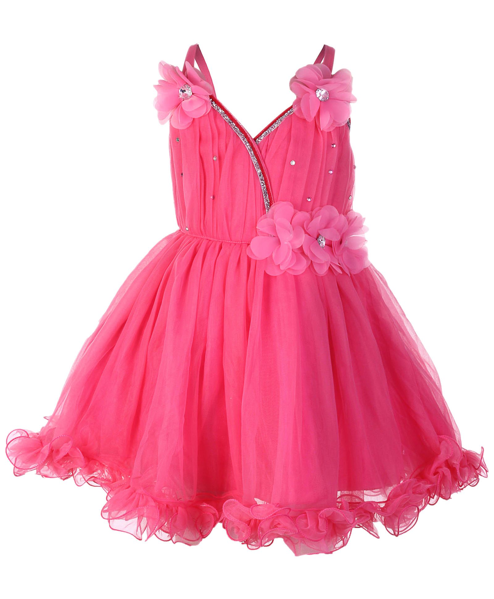 babyhug one shoulder frock rose applique