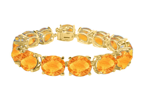 Buy Citrine Tennis Bracelet Oval Cut in 18K Yellow Gold Vermeil. 50 CT ...