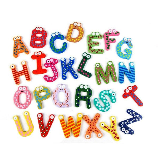 Buy Wooden Alphabets Stickers Fridge Magnet 26 Big Alphabets in Vibrant ...