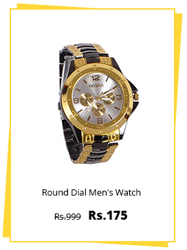  Rosra BlackGold Round Dial Mens Quartz Watch By Hans 