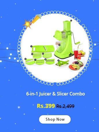  SRK Standard Kitchen Combo Plastic Fruit Juicer With 6 In 1 Slicer and Multi Veg Cutter-Green 