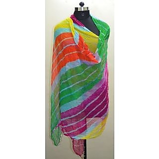 Dupatta In Seta Chinon TRENDMALLS – Righe Multicolori, Tessitura Leggera E Lucida Per Occasioni Speciali