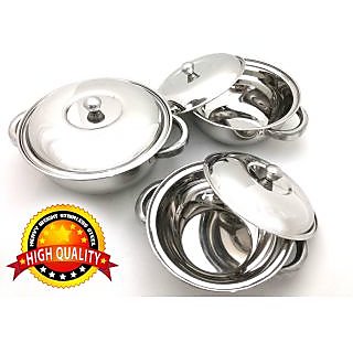 3 Pcs Stainless Steel Serving Bowl | Donga | Gift Set - 72272898