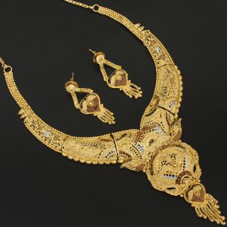Beautiful 1 Gram Gold Plated Necklace With Earring