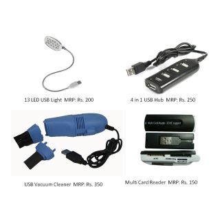 USB Combo of 4 in 1 USB Hub, 13 LED USB Light, USB Vacuum Cleaner ...