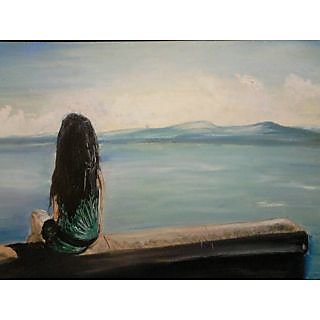 Online Painting Of Alone Girl In Near Sea Prices Shopclues India,Cute Coloring Pages Easy Disney