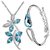 Cyan Blue Dragon Fly Flower Style Pendant & Bracelet Combo