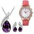 Cyan Purple Austrian Crystal Set With Crystal Studded Watch