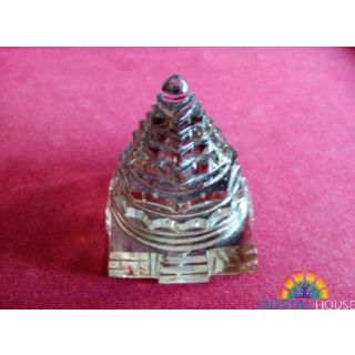 Crystal Shree Yantra (Genuine Smoky Quartz Crystal)