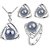 GirlZ! Fashion Elegant Triangle Pearl Pendant, Earrings and Ring Set - Silver