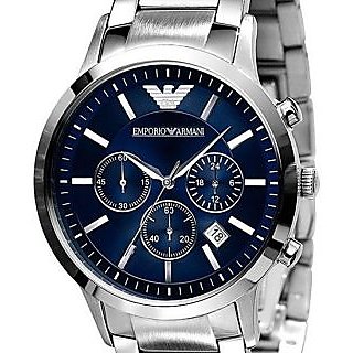 armani 2448 blue and silver watch