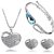 Cyan Crystal Heart Pendant Set And Charm Bracelet Combo