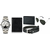 Rico Sordi Mens Multifunctional Dual Time Steel Watch With Black  White Dial(Rsd123Wsgbwph)