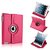 PU Leather Full 360 Degree Rotating Flip Book Case Cover Stand for ipad 4 ipad 3 ipad 2  (Hot Pink)