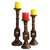Onlineshoppee Antique Wooden Candle Stands Set of 3