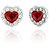 Mahi Rhodium Plated Red Titanic Heart Earrings Made With Swarovski Elements 