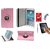 PU Leather Full 360 Rotating Flip Book Cover Case Stand for Samsung Galaxy Tab 3 T311 (Light Pink) with Matte Screen Guard, Stylus, Wrist band + 16GB SANDISK EXTERNAL PENDRIVE