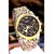 Rosra Men's Steel 3 Eye Wrist Chain Watch (BLACK GOLD) Quartz 12 Hour Display