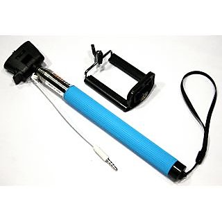 Ultimate Selfie Stick With In-built Aux Cable (Blue)