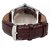 Foster'S Round Dial Brown Leather Strap Quartz Watch For Men