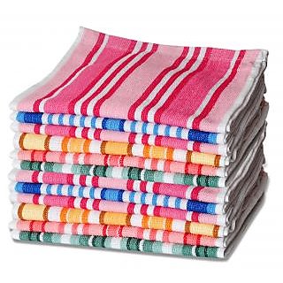 JBG Home Store Stripes Design 100 % Cotton Hand Towels ( Set Of 12)